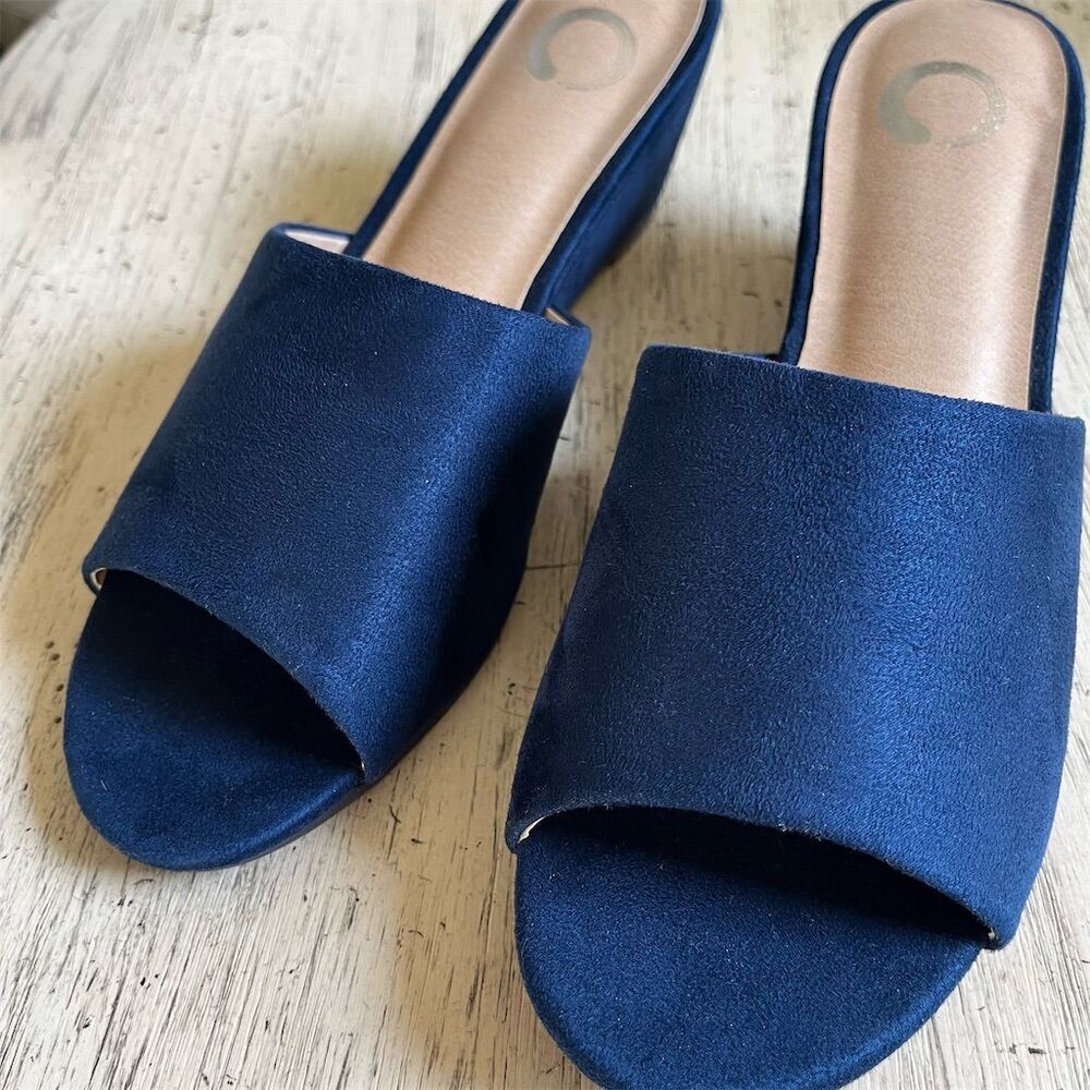 Journee Collection Women's Blue Slip-On Mules Size 6.5 Casual Open Toe​​